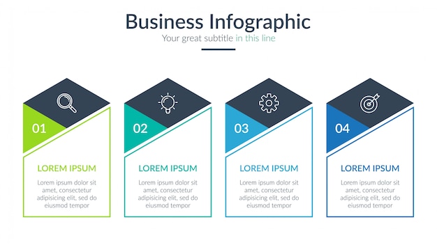 Vecteur infographie commerciale en quatre étapes