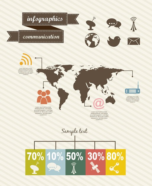 Vecteur infographie de la communication sur le vecteur fond beige