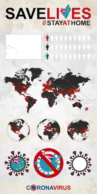 Infographie Sur Le Coronavirus à Tuvalu Restez à La Maison, Sauvez Des Vies Drapeau Et Carte De Tuvalu