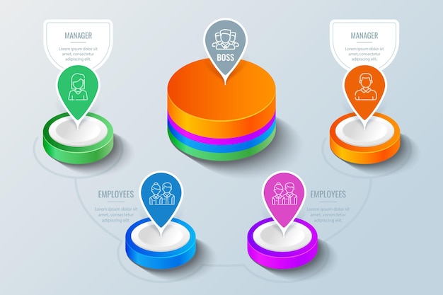 Vecteur infographie des couches de blocs 3d