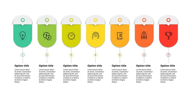 Infographie De Diagramme De Processus D'affaires Avec Le Graphique De Workflow D'entreprise Circulaire De 7 Cercles D'étape