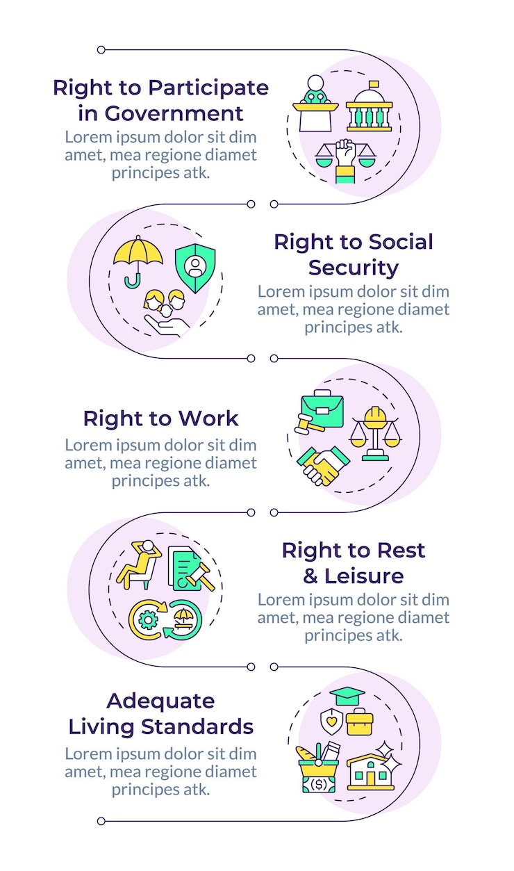 Vecteur infographie sur les droits de l'homme dans le service public séquence verticale
