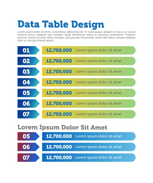 Infographie du modèle de tableau de données