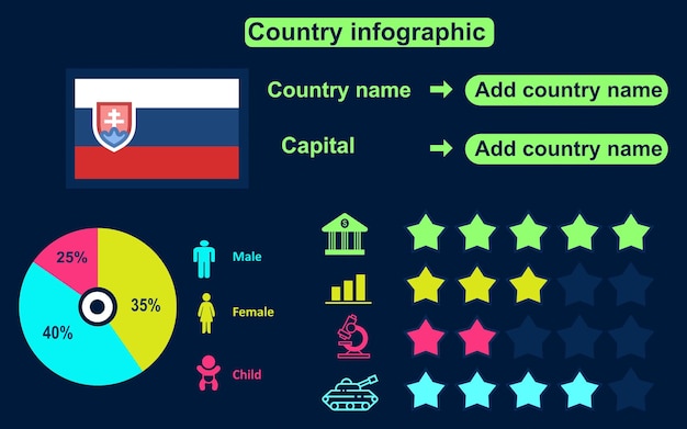 Infographie Du Pays Slovaque Sur Fond Sombre