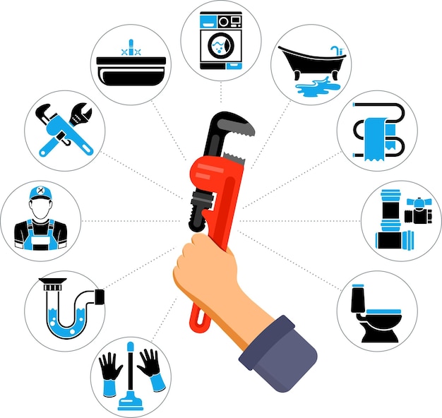 Vecteur infographie du service de plomberie