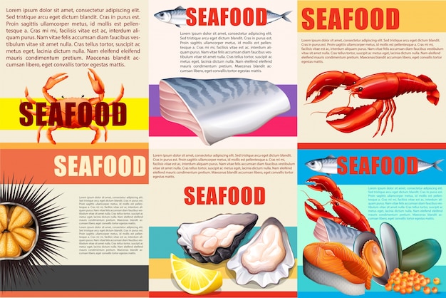 Infographie Avec Du Texte Et Des Fruits De Mer