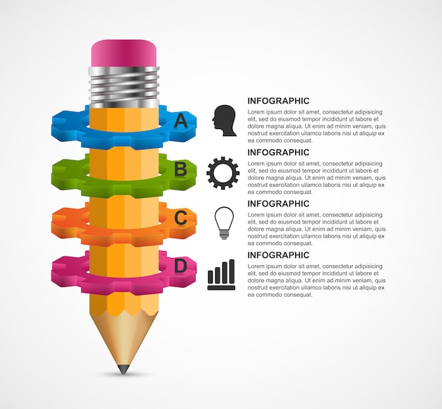 Infographie éducative Avec Un Crayon Et Des Engrenages.