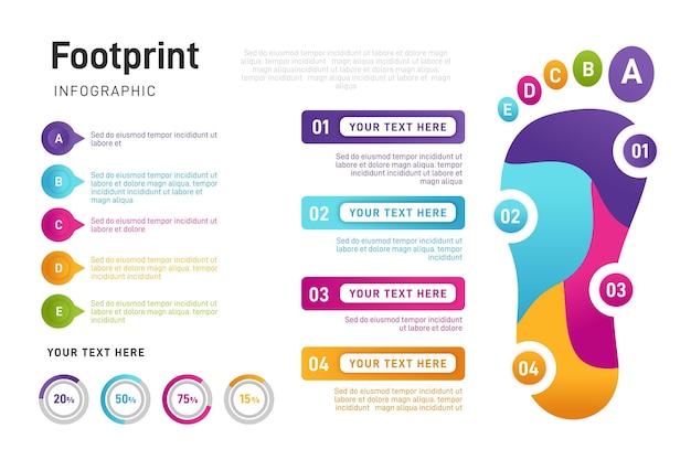 Infographie de l'empreinte dégradé coloré