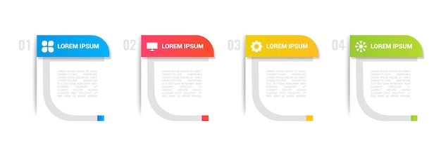 infographie d'entreprise simple avec modèle d'infographie d'étape de forme minimale avec quatre couleurs
