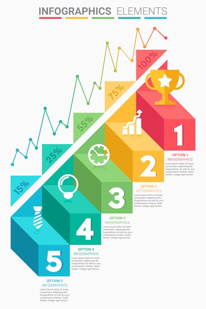 Vecteur infographie escalier d'affaires