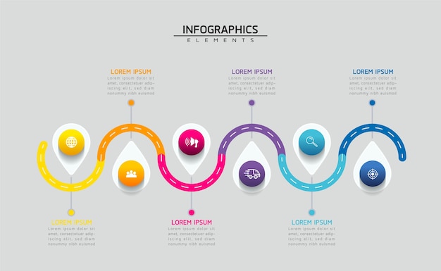 Infographie. étapes Ou Processus. 6 étapes.