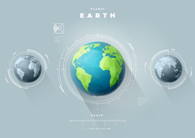 Vecteur infographie des hémisphères ouest et est de la terre