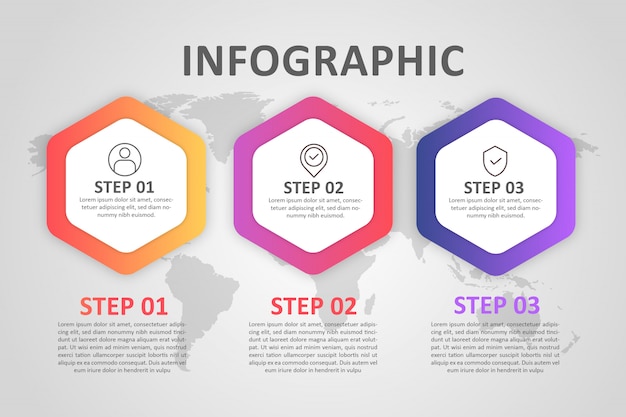 Infographie Hexagone étape Dégradé De Couleurs