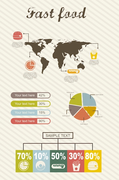 Infographie D'illustration Vectorielle De Fast-food Style Vintage