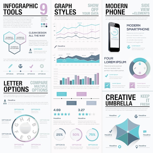 Infographie Infantile. éléments Vectoriels D'affaires, Barres Et Graphiques.