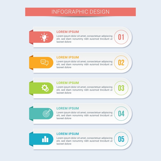 Vecteur infographie de la liste des barres rondes