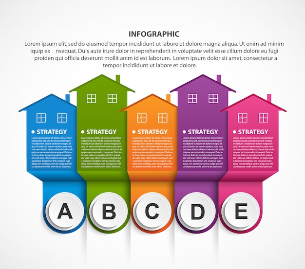 Infographie Avec Des Maisons Colorées.