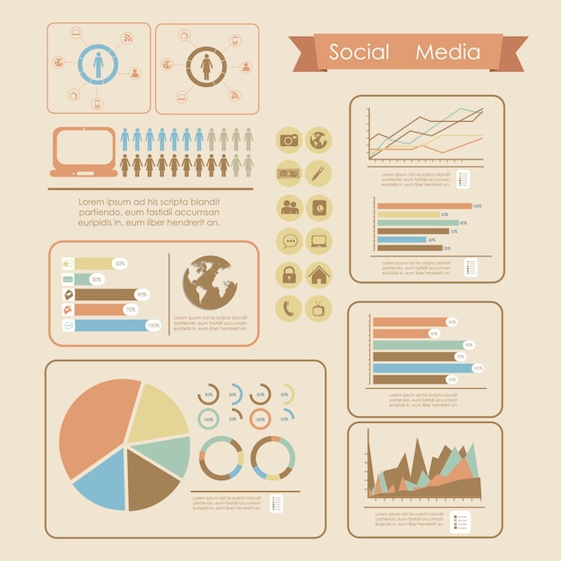 Vecteur infographie des médias sociaux