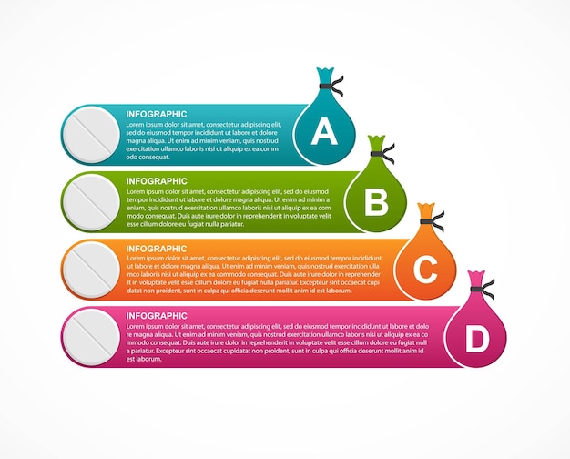 Vecteur infographie médicale et médicale avec pilule. modèle de conception de vecteur