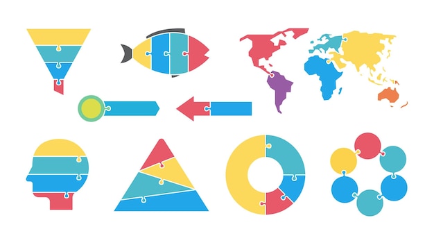 Vecteur infographie modèle de conception de couleur plate vecteur de concept de puzzle d'affaires