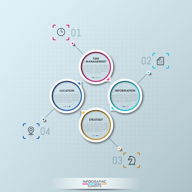 Infographie Moderne Avec Quatre éléments Circulaires