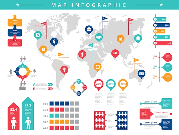 Infographie Mondiale. Modèle D'infographie De Vecteur De Population De Présentation D'entreprise