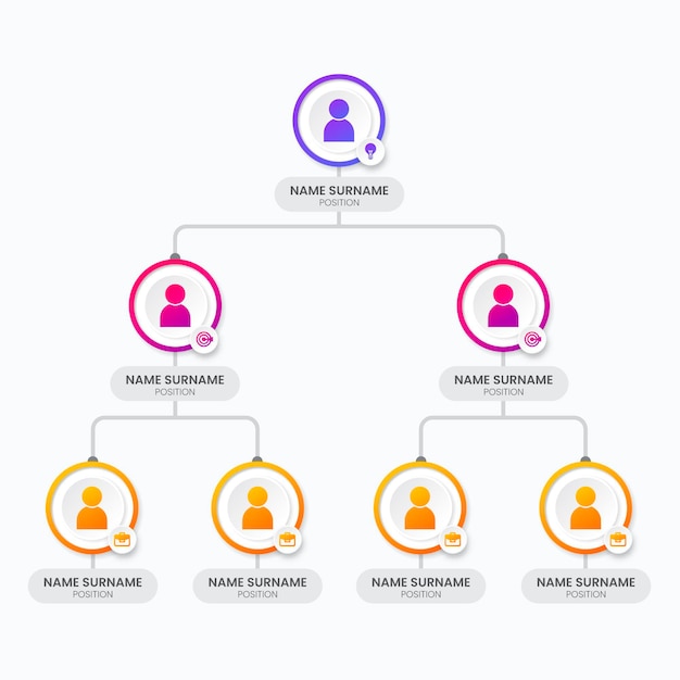 Vecteur infographie de l'organigramme dégradé