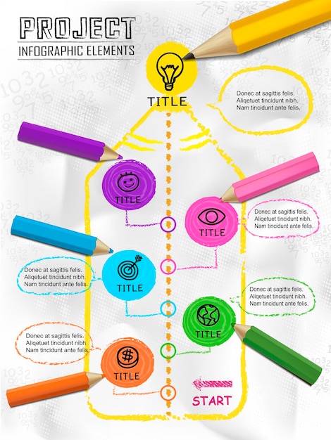 Infographie Avec Organigramme De Dessin Aux Crayons