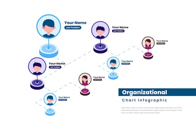 Vecteur infographie de l'organigramme isométrique