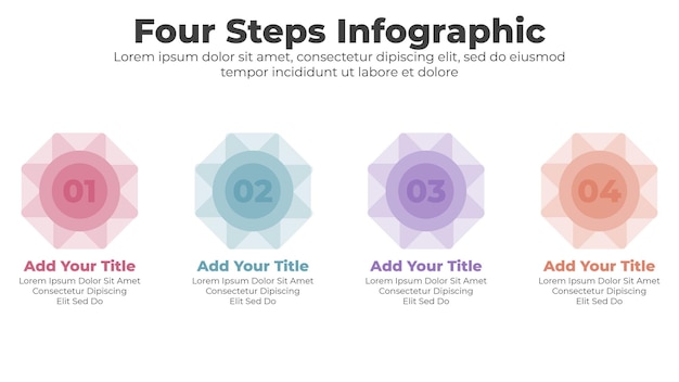 Vecteur infographie d'organigramme avec modèle d'entreprise en 4 étapes ou options pour la présentation