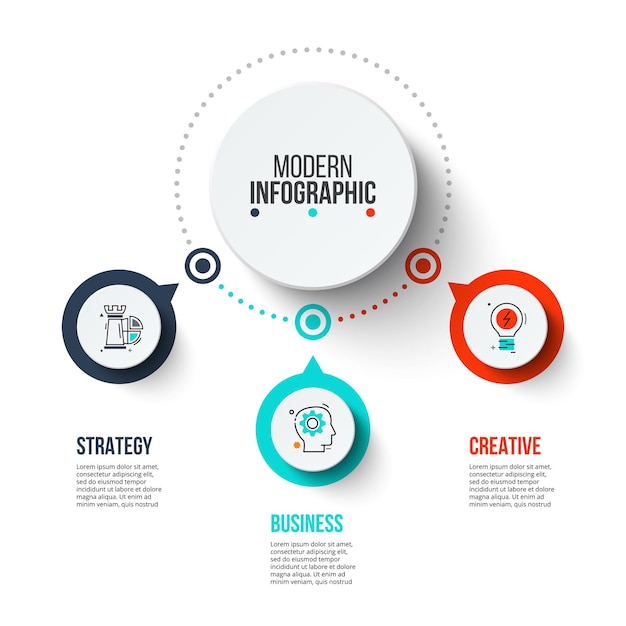 Infographie De L'organigramme Avec Des Pièces Ou Des Processus D'options En 3 étapes