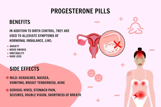 Vecteur infographie des pilules de progestérone en vecteur