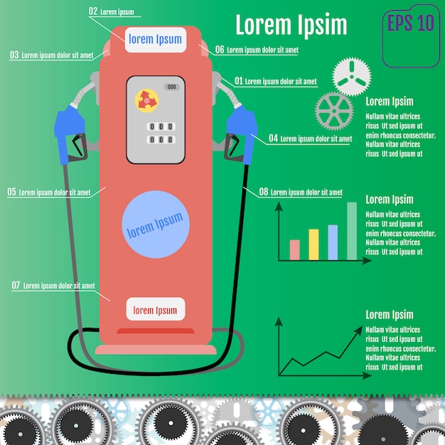 Vecteur infographie de pompe à carburant