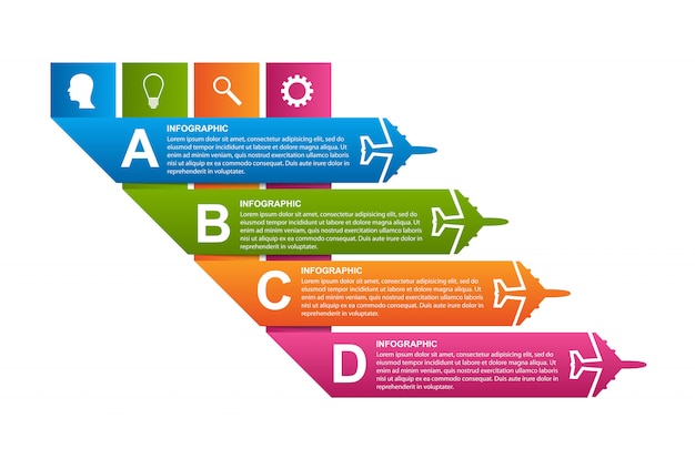 Vecteur infographie pour brochures de voyage et avion.