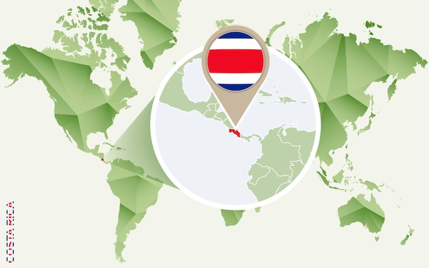 Vecteur infographie pour le costa rica carte détaillée du costa rica avec drapeau