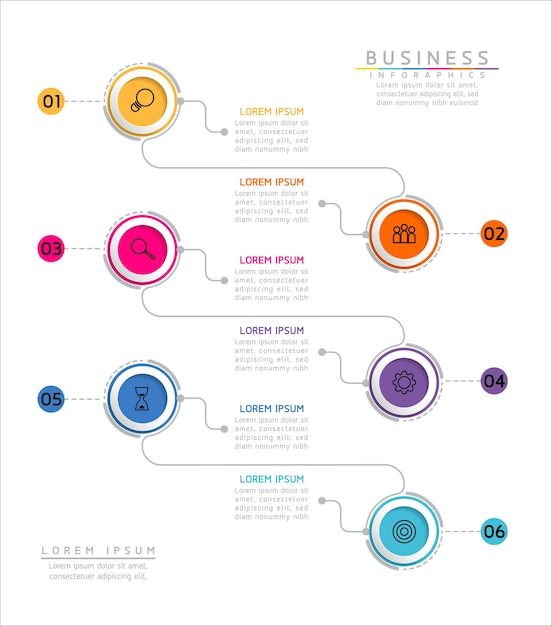 Infographie. Présentation Et Graphique. étapes Ou Processus. Nombre D'options Conception De Modèle De Workflow. 6 étapes.