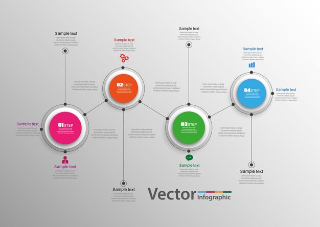 Infographie En Quatre étapes Avec Cercles Colorés