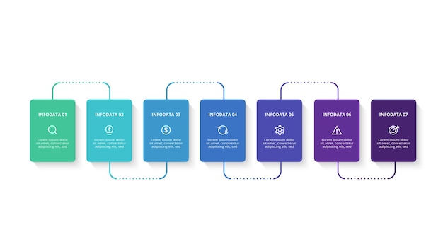 Infographie De Rectangles Avec 7 étapes Options Pièces Ou Processus Visualisation Des Données D'entreprise