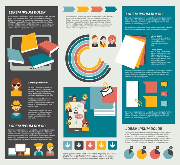 Vecteur infographie des réseaux sociaux. éléments plats. vecteur.