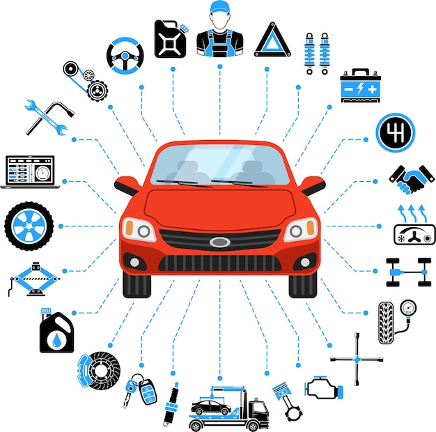 Vecteur infographie de service de voiture