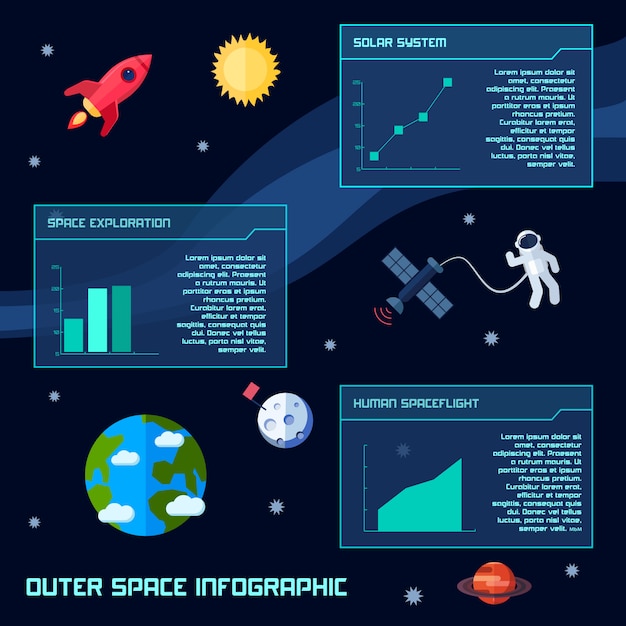 Vecteur infographie spatiale sertie de symboles et graphiques d'observation de l'astronomie galaxie vector illustration