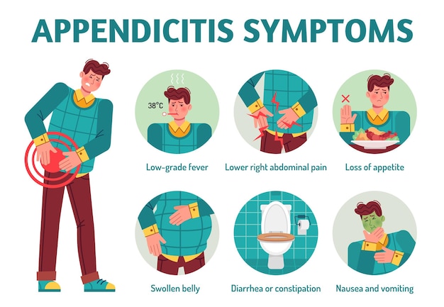 Vecteur infographie des symptômes de l'appendicite