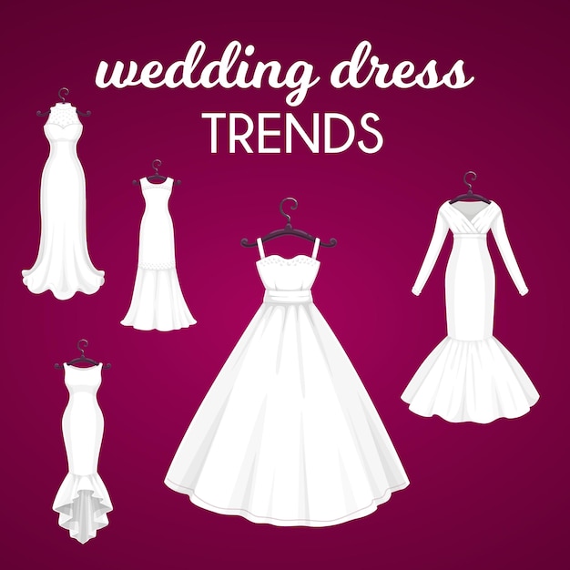 Vecteur infographie sur les tendances des robes de mariée