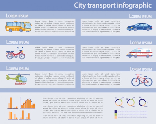 Vecteur infographie des transports publics et privés de la ville.