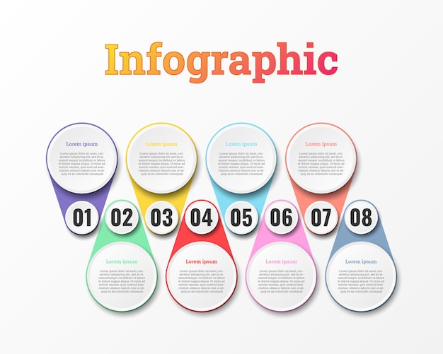 Vecteur infographie utilisée pour les rapports détaillés sur les huit sujets
