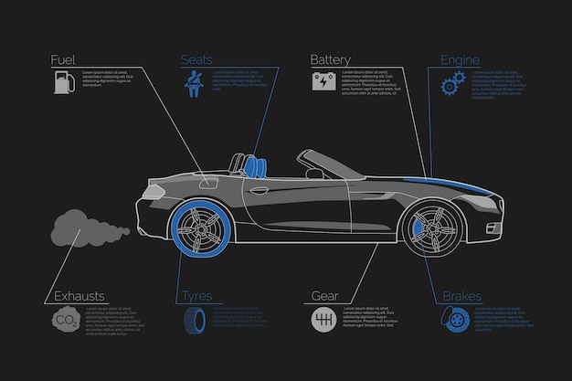 Infographie De Voiture Sur Fond Sombre