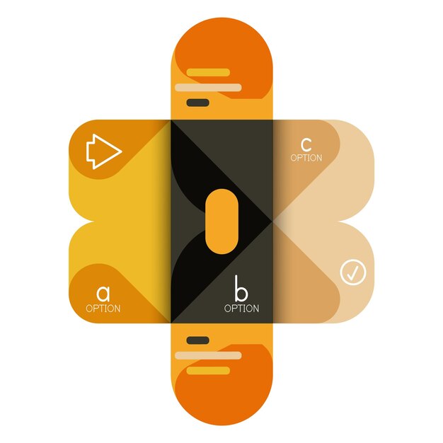 Vecteur infographies option et étape par étape dans des carrés arrondis élément du graphique diagramme graphique avec des options parties processus