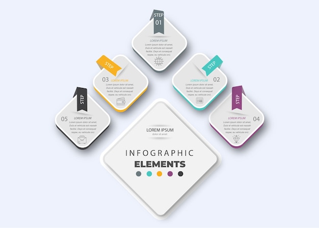 Les infographies peuvent être utilisées pour le diagramme de mise en page du flux de travail, les étapes ou les processus de conception web du rapport annuel.