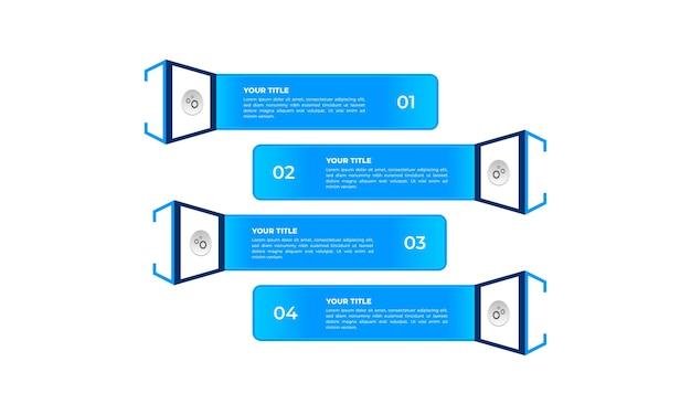 Vecteur infographique en bleu avec quatre étapes