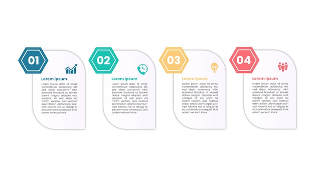 Infographique étape par étape en forme d'hexagone avec des icônes pour le flux d'affaires et de processus